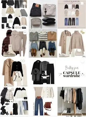 Minimalist clothing rack featuring a curated capsule wardrobe in neutral colors